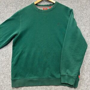 IZOD Sweatshirt Mens Size M Green Crewneck Pullover Cotton Blend